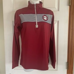 Equine Couture Womens 1/4 Zip Jacket Size S Maroon Embroidered Long Sleeve